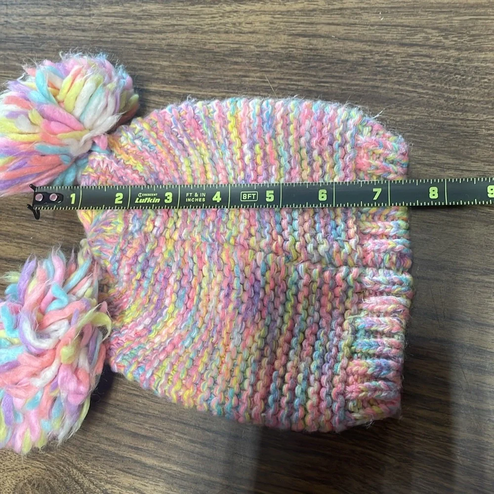 Colorful Knit‎ Beanie with Pom Poms